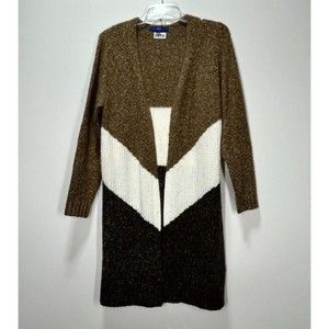 Apt. 9 Womens Long Cardigan Size M Multicolor Tight-Knit Open-Front Wool Cozy